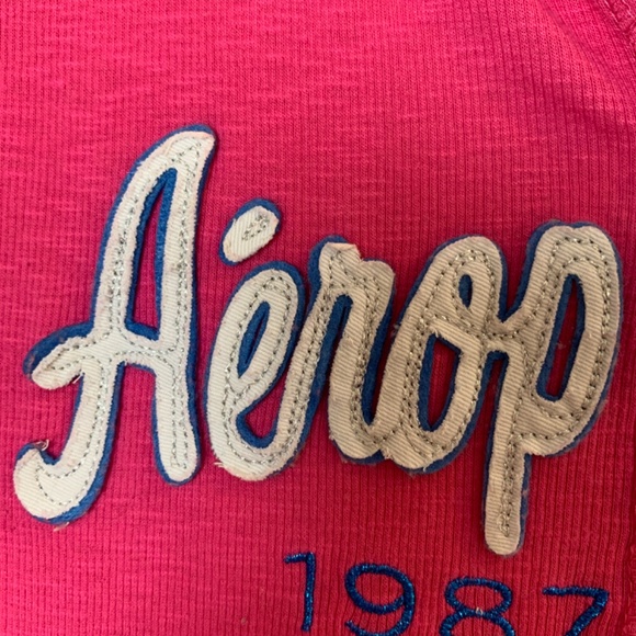 Aeropostale Womens Y2K Fitted Henley Top Size XL Pink 1987 NYC Spellout Preppy - Picture 5 of 11